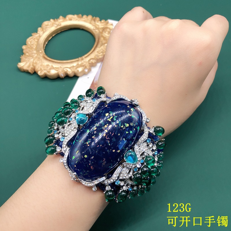 Resin Bangle Bracelet - Pulsera de Lujo Vintage con Cuentas